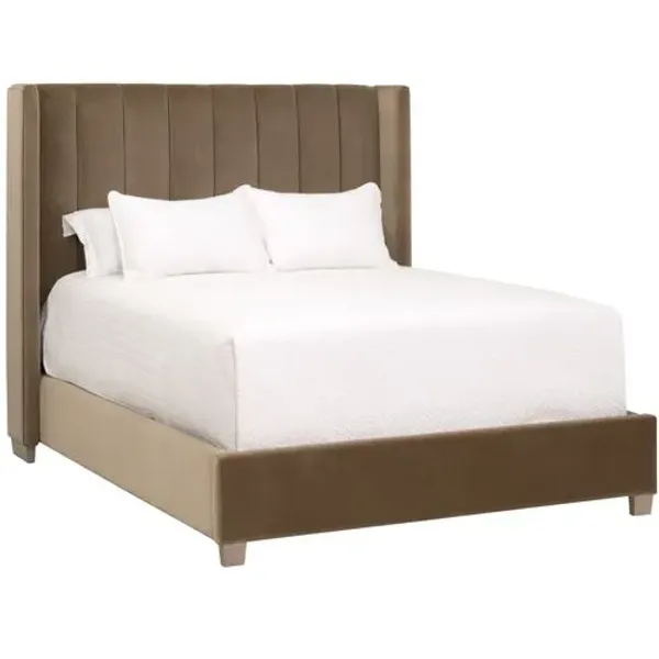 Milly Channeled Velvet Wingback Bed - Caramel - Brown, Comfortable, Durable