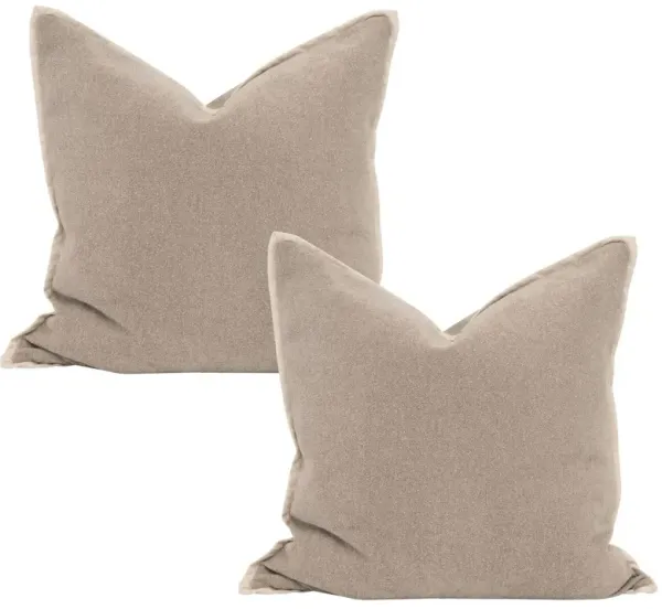 S/2 Emery 22" Performance Micro Boucle Pillows, Latte