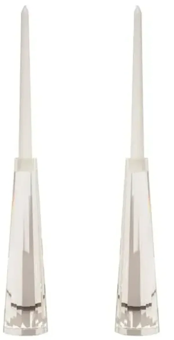 Facet Cut Cone Candleholders - Gold