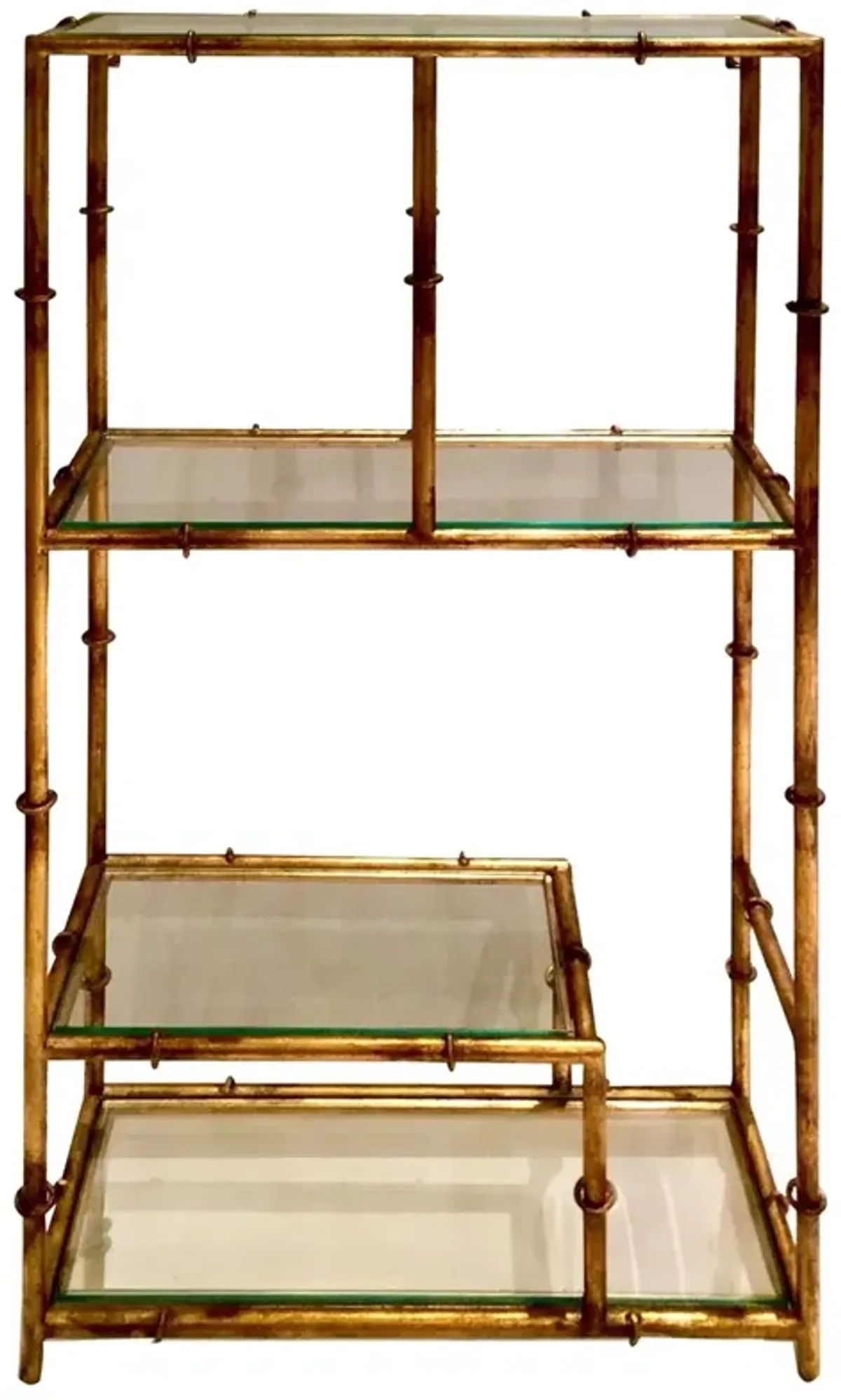 4 Shelf Wall Curio Cabinet - Antique Gold