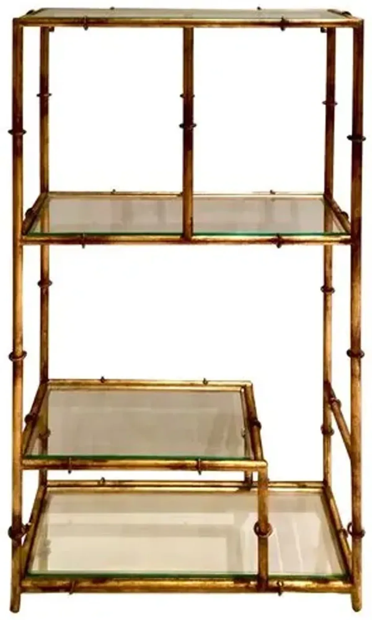 4 Shelf Wall Curio Cabinet - Antique Gold