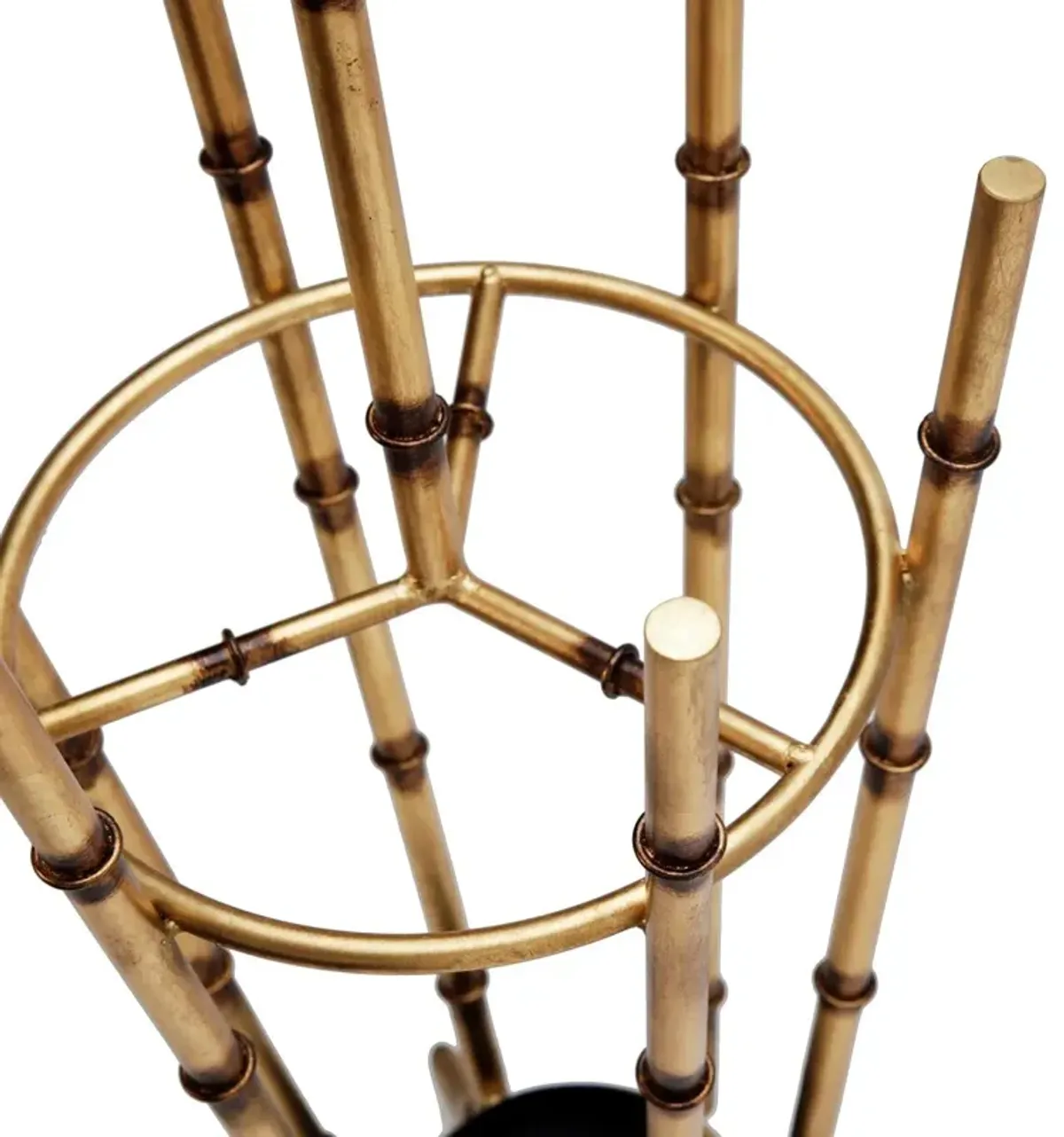 Iron Bamboo Umbrella Stand, Antique Gold