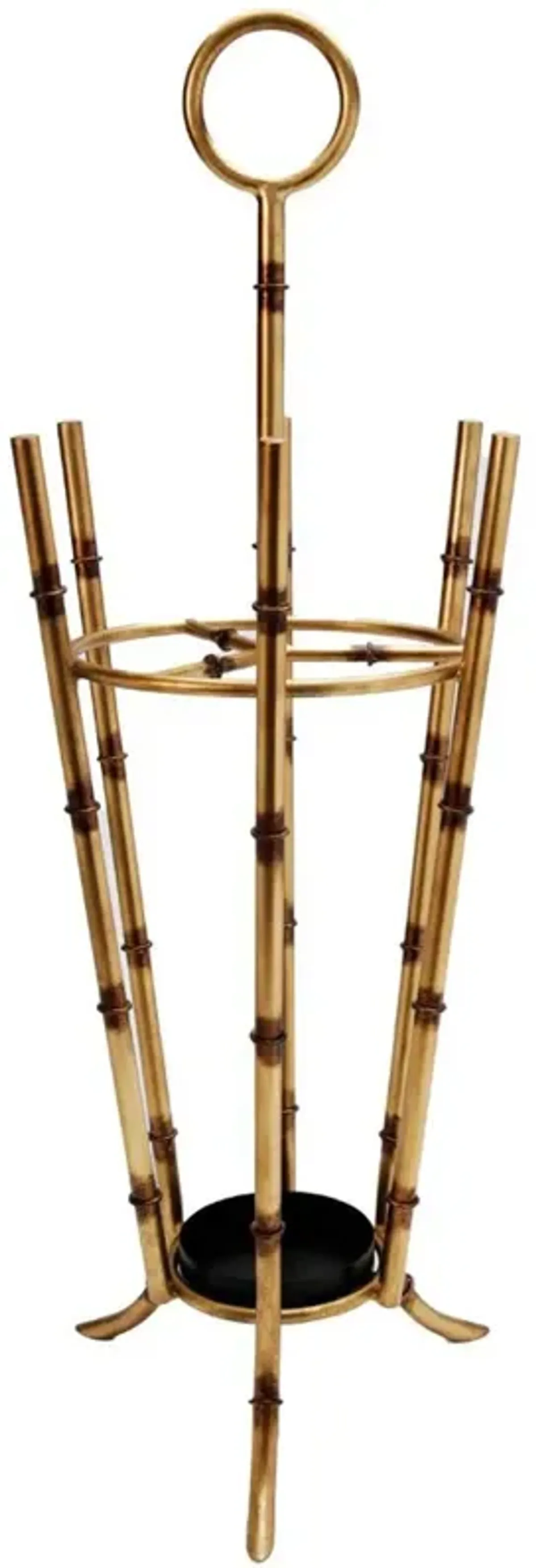Iron Bamboo Umbrella Stand, Antique Gold