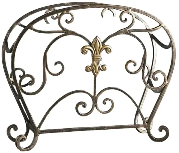 Fleur De Lis Magazine Holder, Bronze Iron