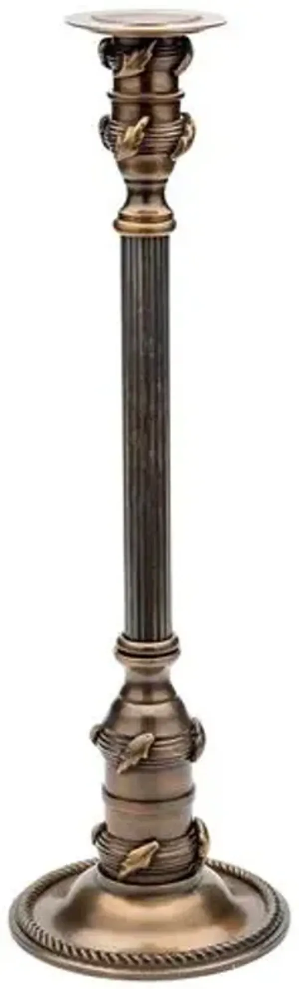 Antique Brass Leaf Candleholder - Gold