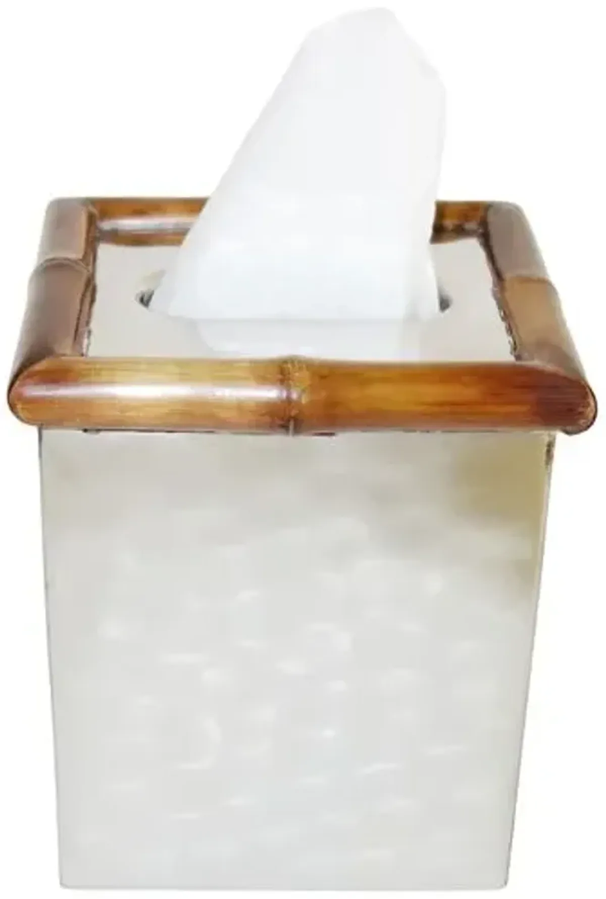 Nickel with Bamboo Tissue Box - Silver