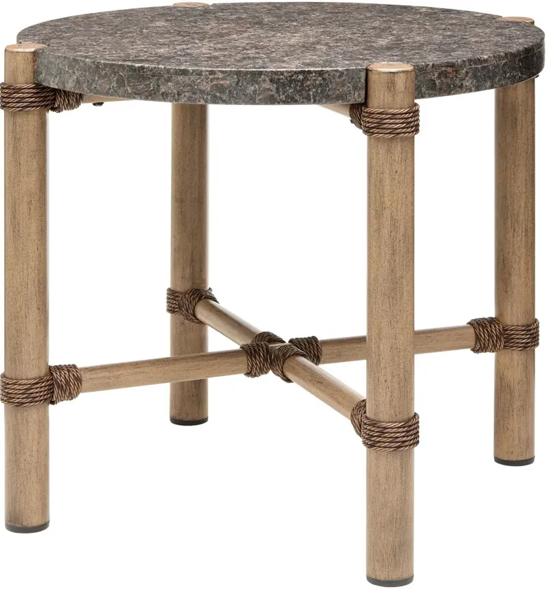 Worthington Outdoor Stone Top End Table, Charcoal