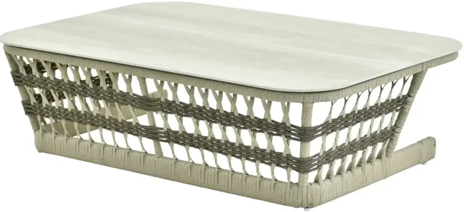 Ansonia Outdoor Handwoven Rope Coffee Table, Cream