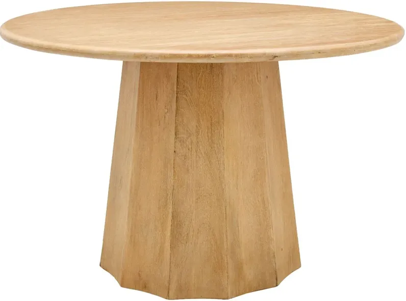 Jameson Round Travertine Top Dining Table