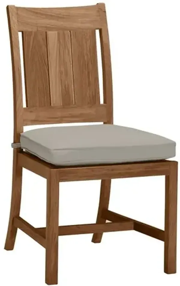 Croquet Teak Outdoor Side Chair - Natural/Linen Dove - Summer Classics - Brown