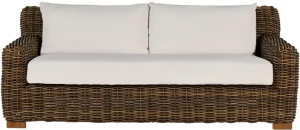 Montauk Resin Wicker Outdoor Sofa, Raffia/Bali Pearl