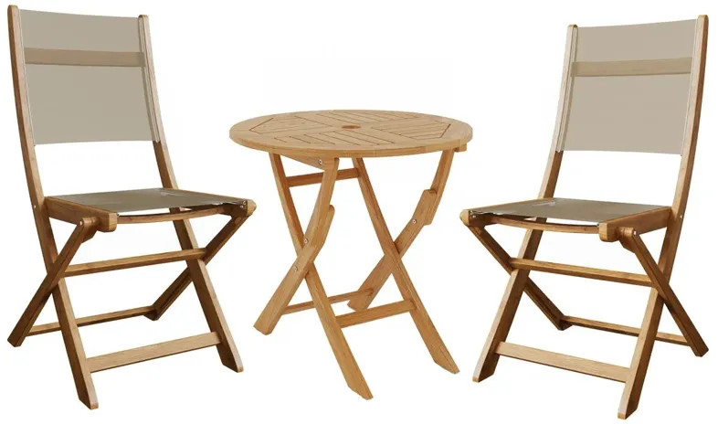 Lorimar 3-Piece Round Teak Outdoor Bistro Set