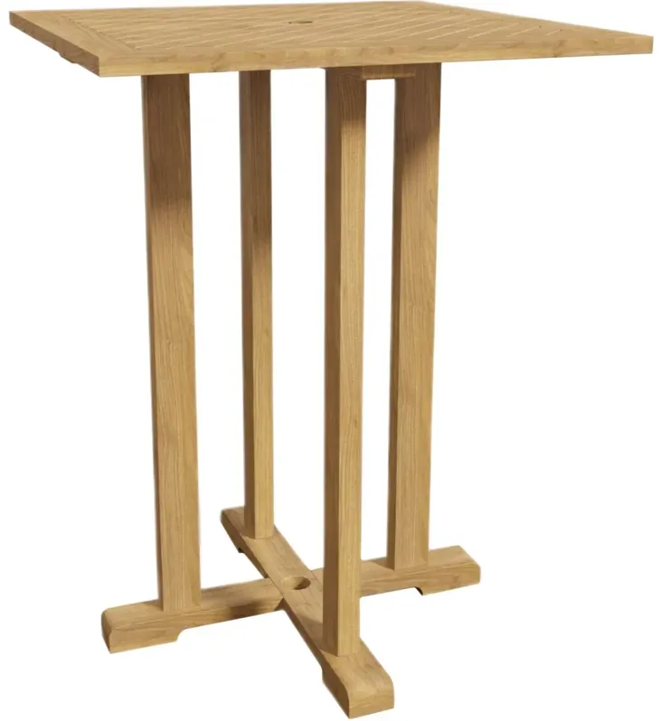 Palorin Square Outdoor Teak Bar Height Dining Table, Natural