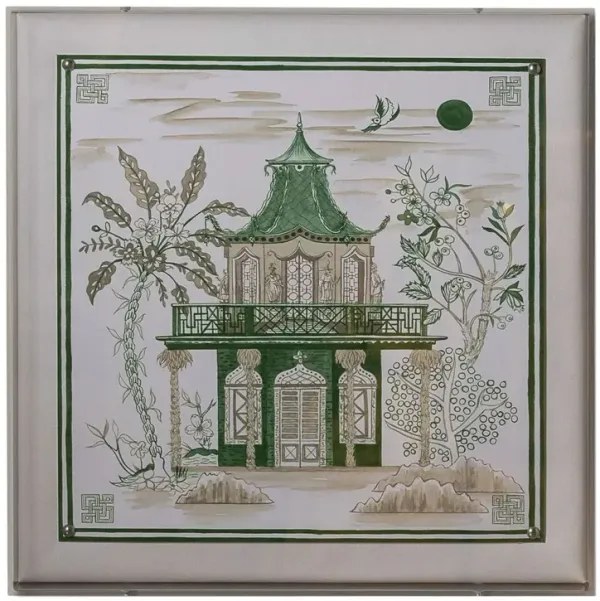 Pagoda II 20"x20" Painting, Green