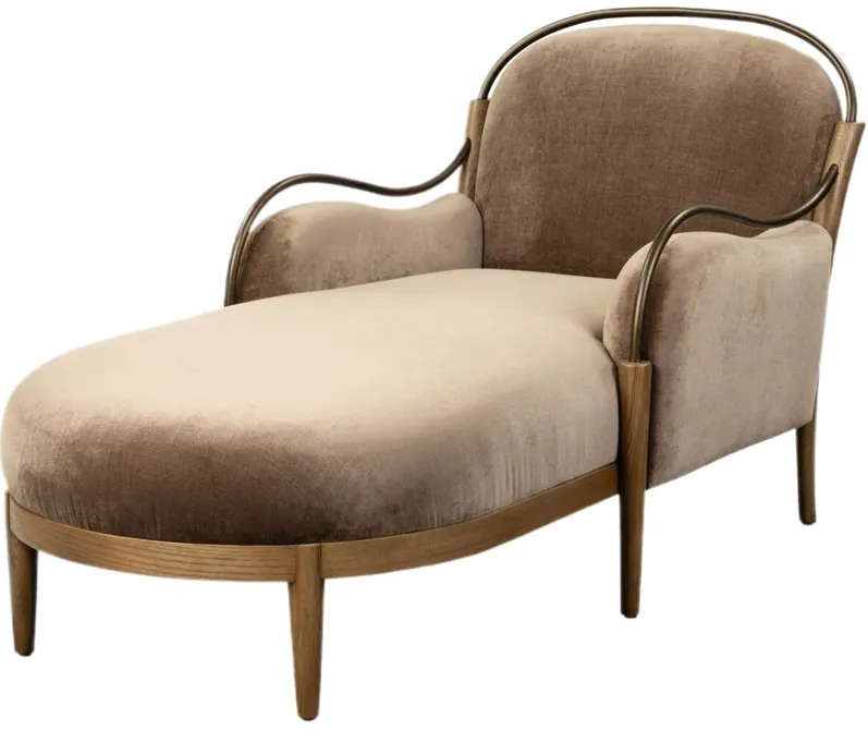 Demi Chenille Velvet Chaise Lounge, Altair Mushroom