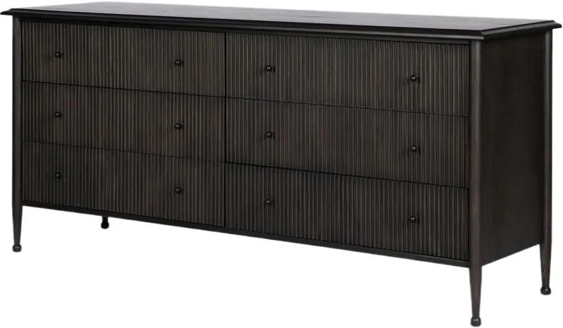 Eloise 6-Drawer Dresser, Smoked Black Mindi