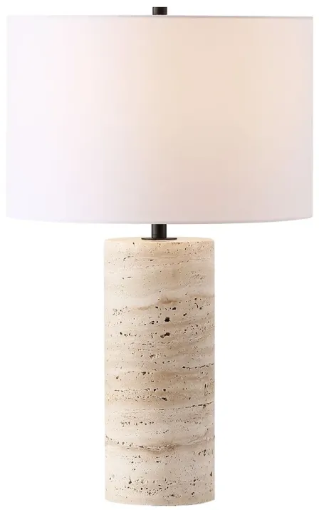 Bristol Travertine Table Lamp, Light Brown/White