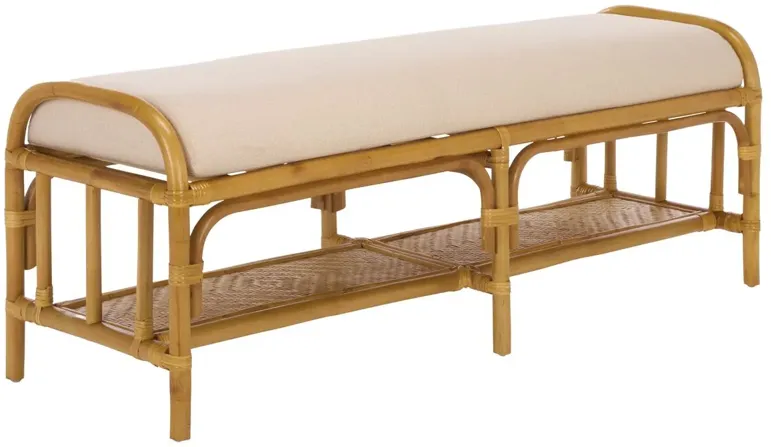 Savoy Rattan Pole Bench, Natural/White