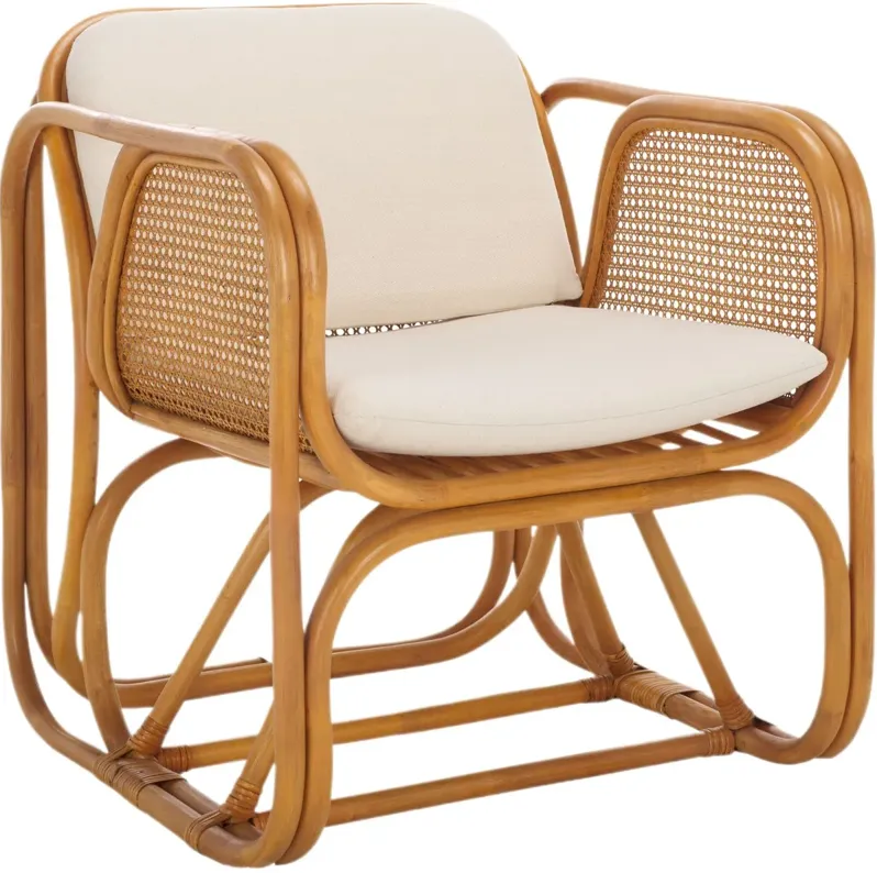 Beaumont Rattan Pole Accent Chair, Natural / White