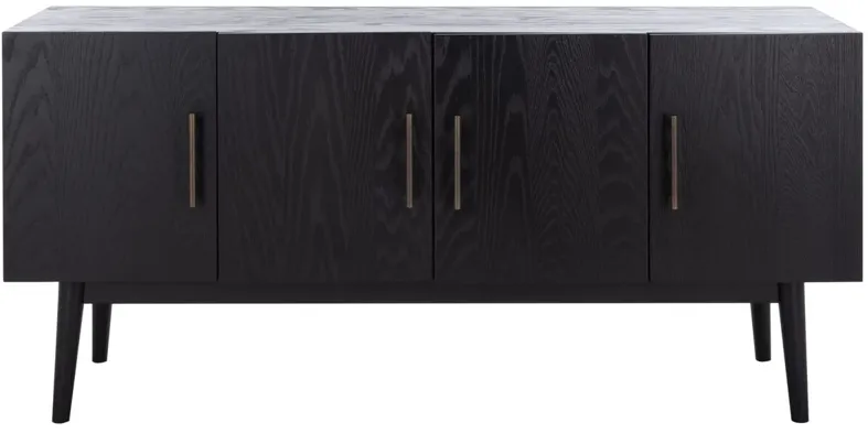Berkshire 4-Door Mid-Century Media Stand, Black