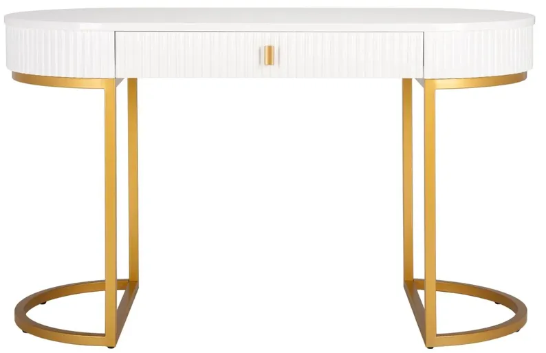 Arlington Modern Desk, White/Gold