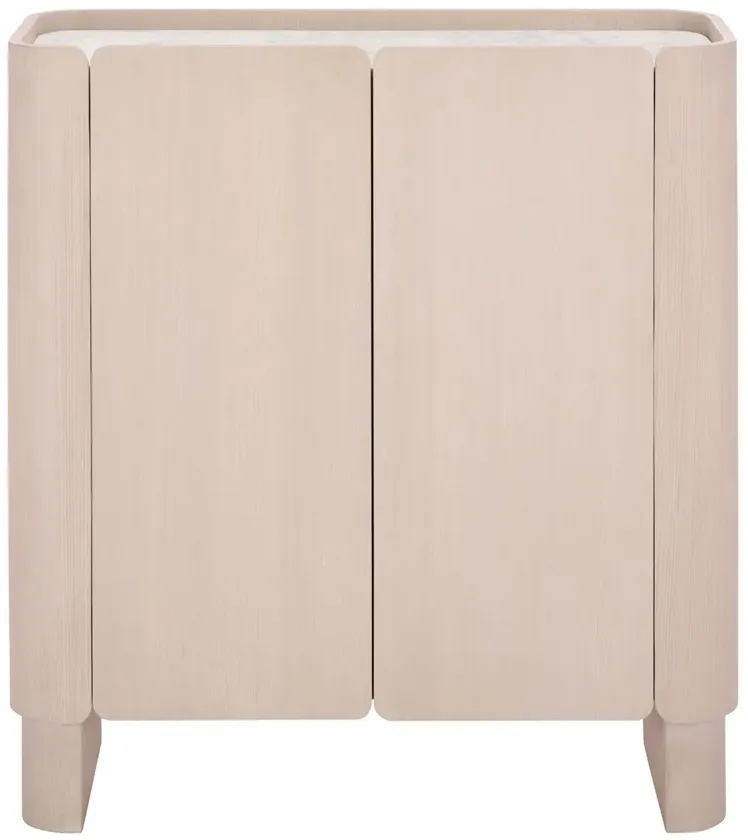 Roselyn Marble Top Bar Cabinet, Sand/White