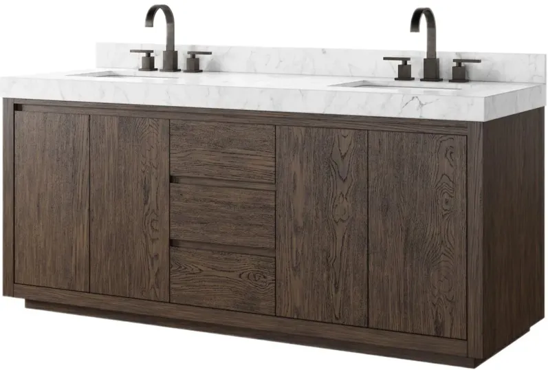Emmett 72" Marble Top Double Oak Bathroom Vanity