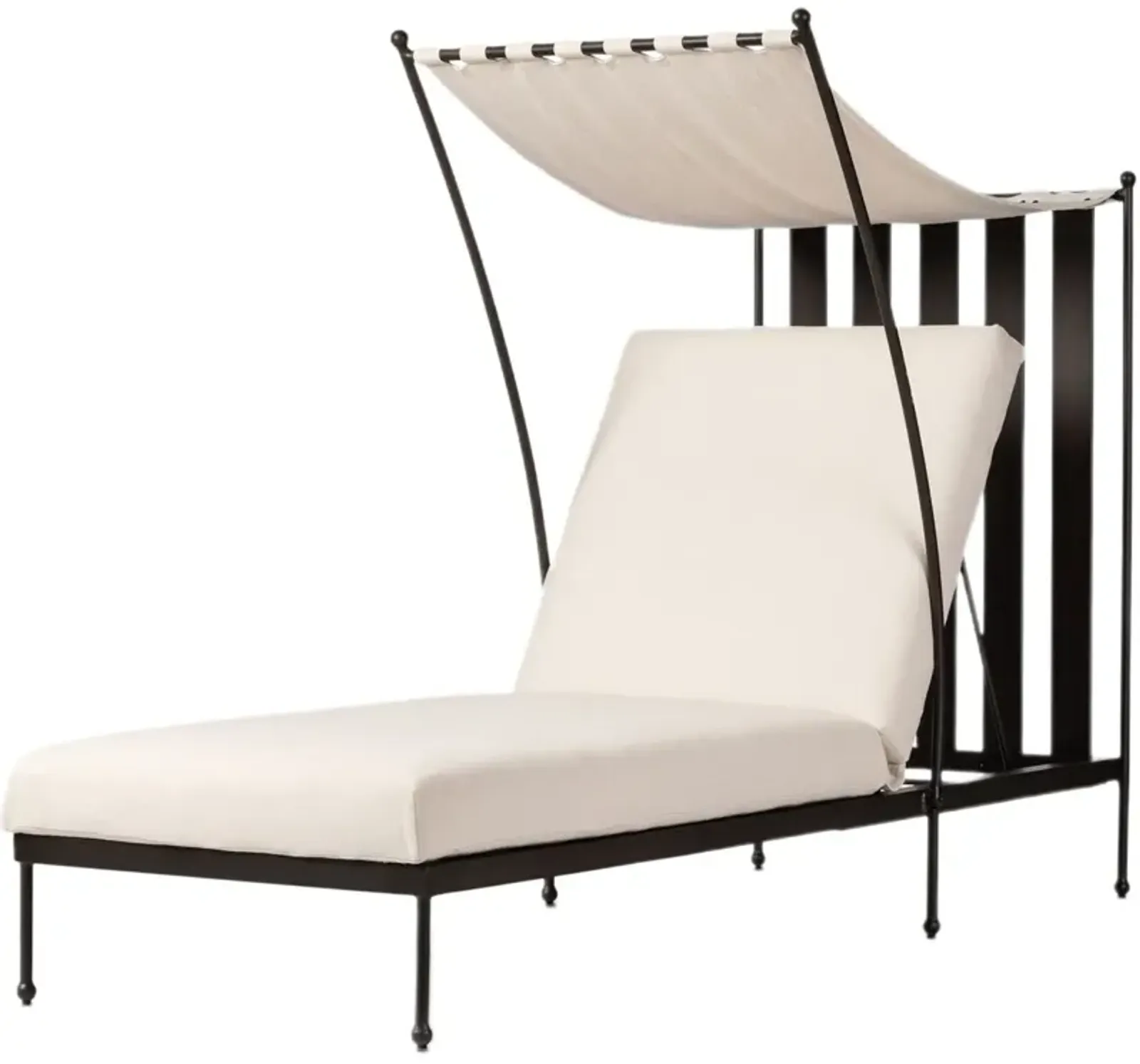 Baia Outdoor Aluminum Adjustable Chaise w/ Removable Canopy, Bombay Flax