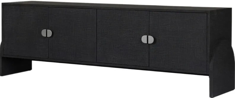 Aeris 4-Door Painted Linen Media Console, Black