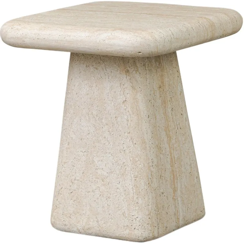 Mavis Outdoor Concrete End Table, Textured Sand