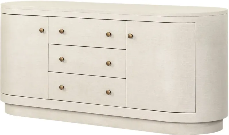 Zoryn Painted Linen Media Console, Ivory