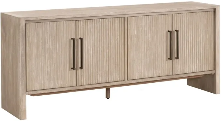 Galen 4-Door Fluted Media Sideboard, Natural Gray