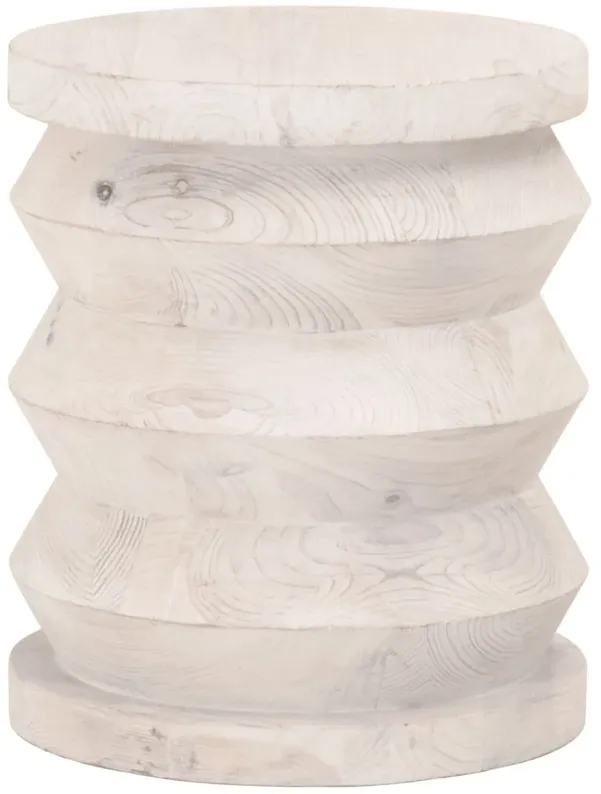 James Reclaimed Pine Wood Accent Table, Whitewash