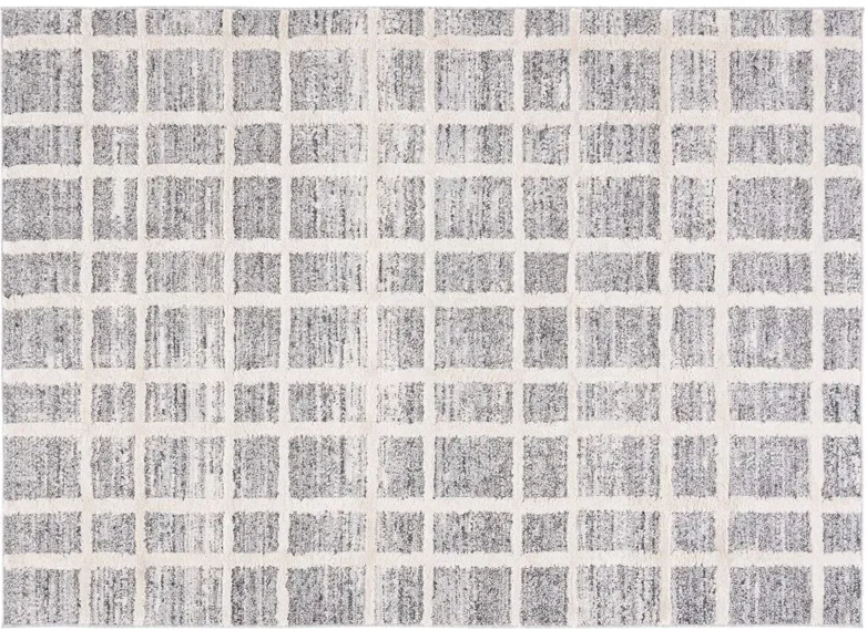 Lucey Grid Shag Rug, Dark Grey/Ivory