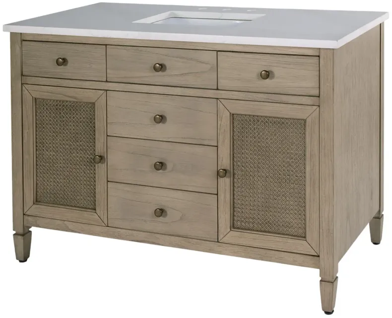 Myrtle 48" Quartz Top 5-Drawer Single Sink Bathroom Vanity, Desert Sand