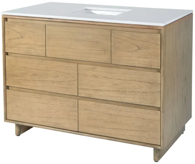 Jade 48" Quartz Top Single Sink 6-Drawer Bathroom Vanity