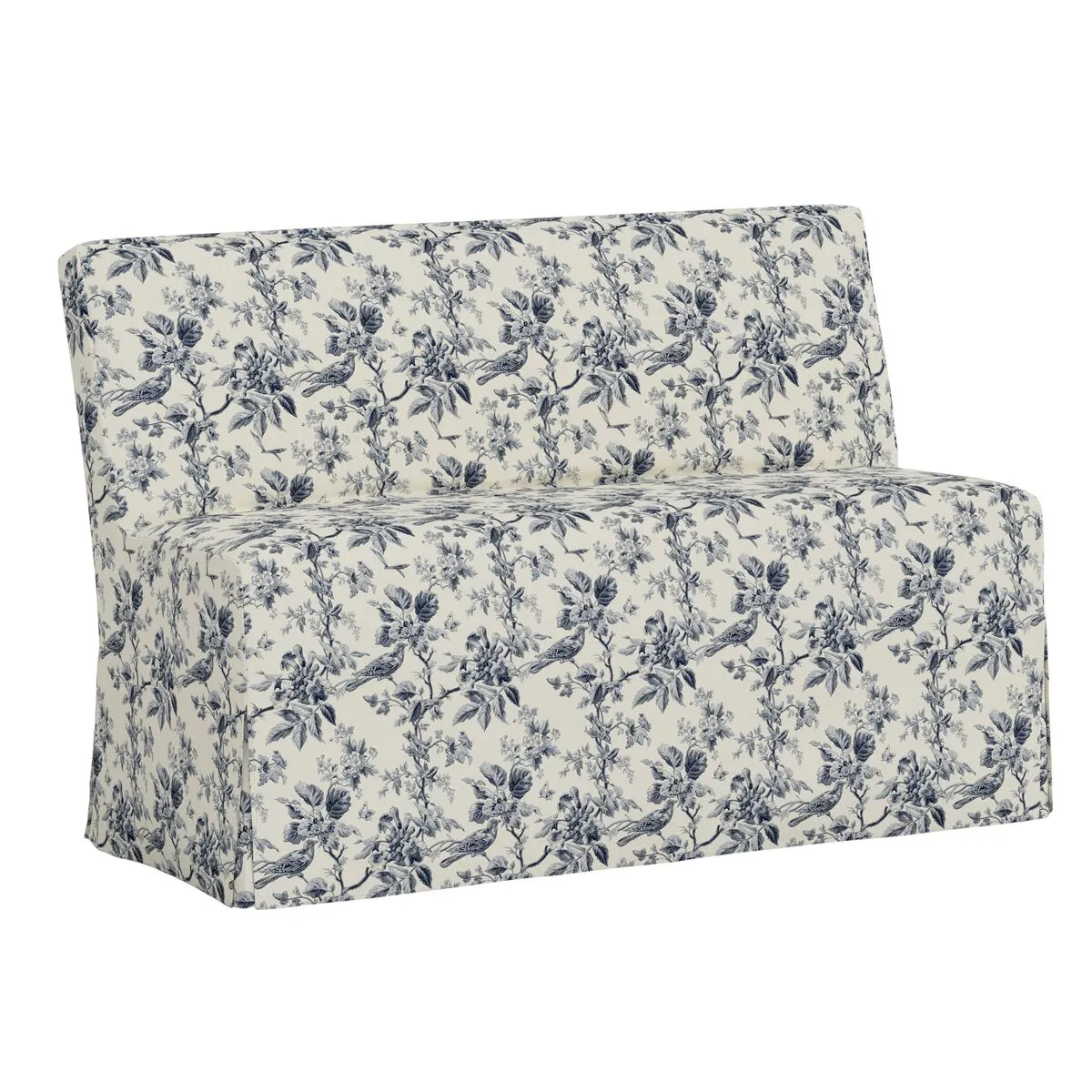 Lindy Slipcover Dining Banquette, Michigan Bird Toile