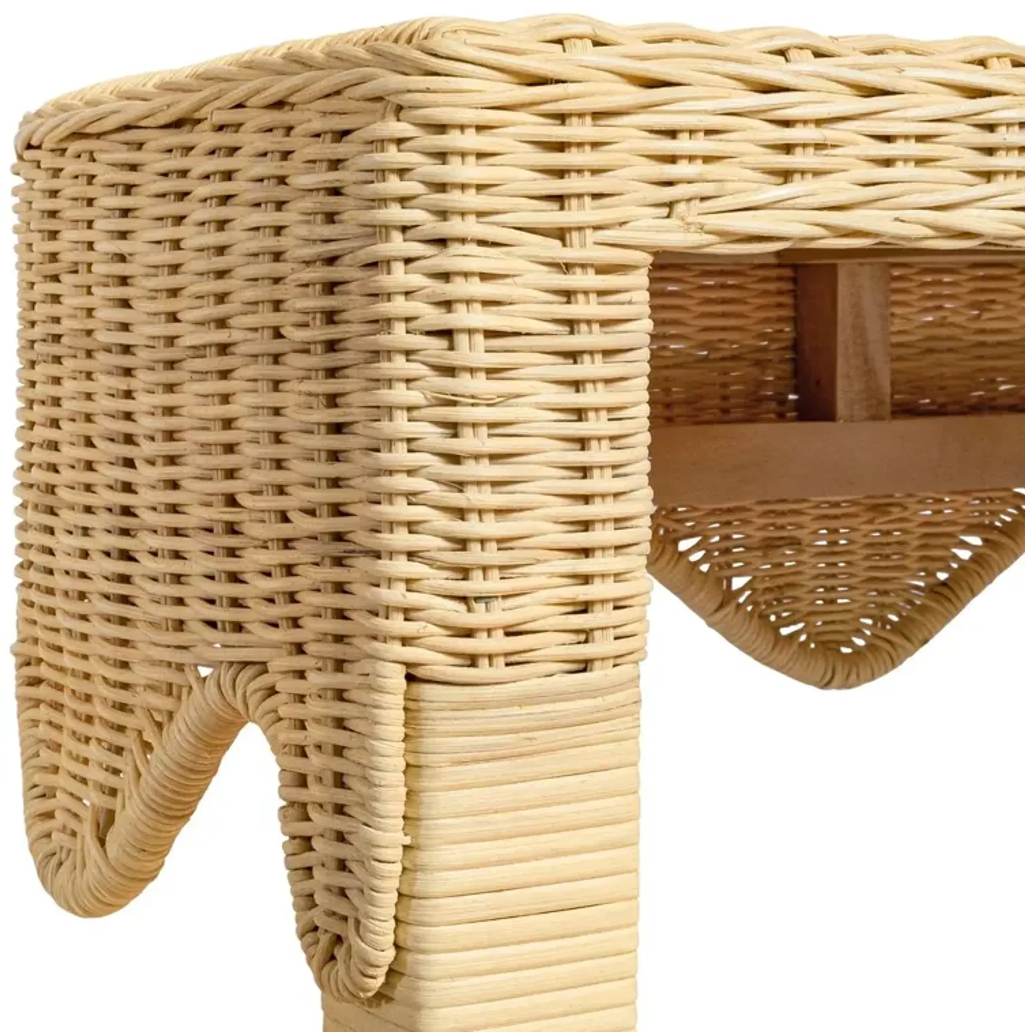 Alva Rattan Scallop-Edge Console Table, Natural | Furniture.com