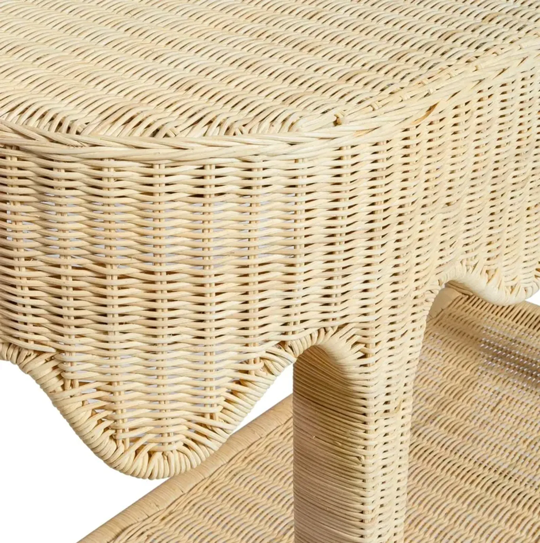 Alva Rattan Scallop-Edge Console Table, Natural | Furniture.com