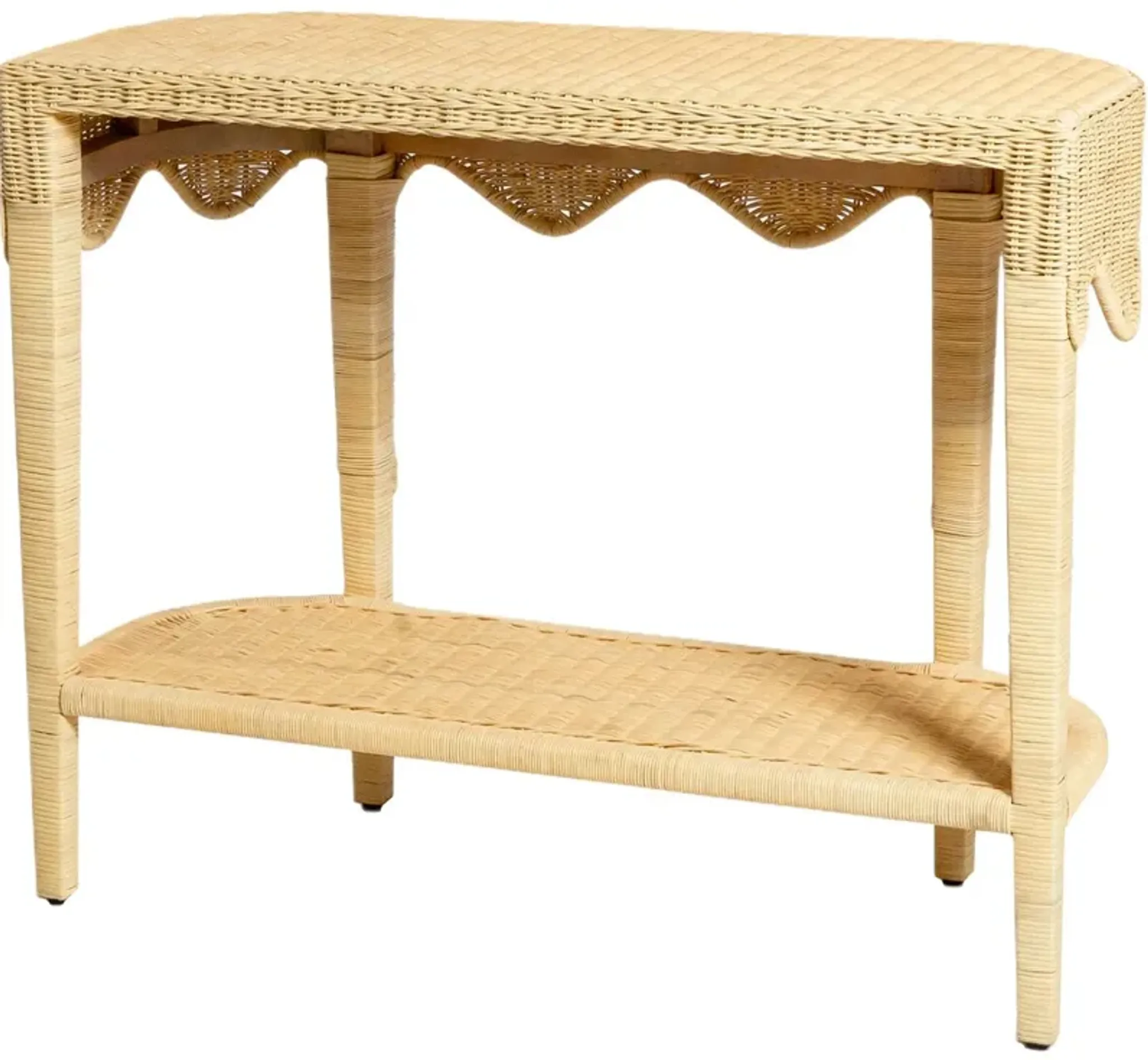 Alva Rattan Scallop-Edge Console Table, Natural | Furniture.com