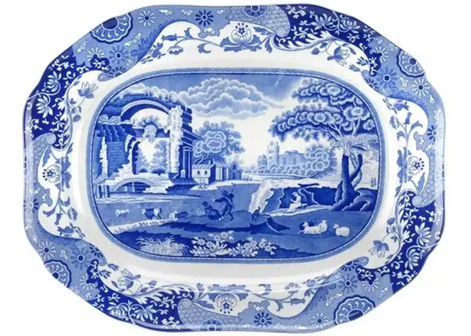 Spode Blue Italian Medium Oval Platter - Handcrafted