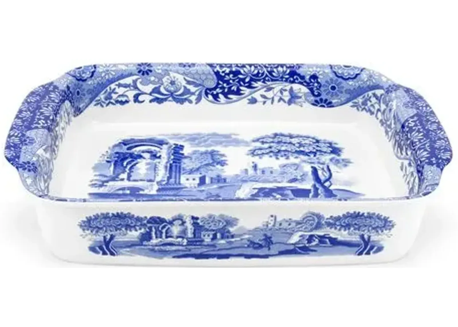 Spode Blue Italian Large Rectangular Handled Dish - White