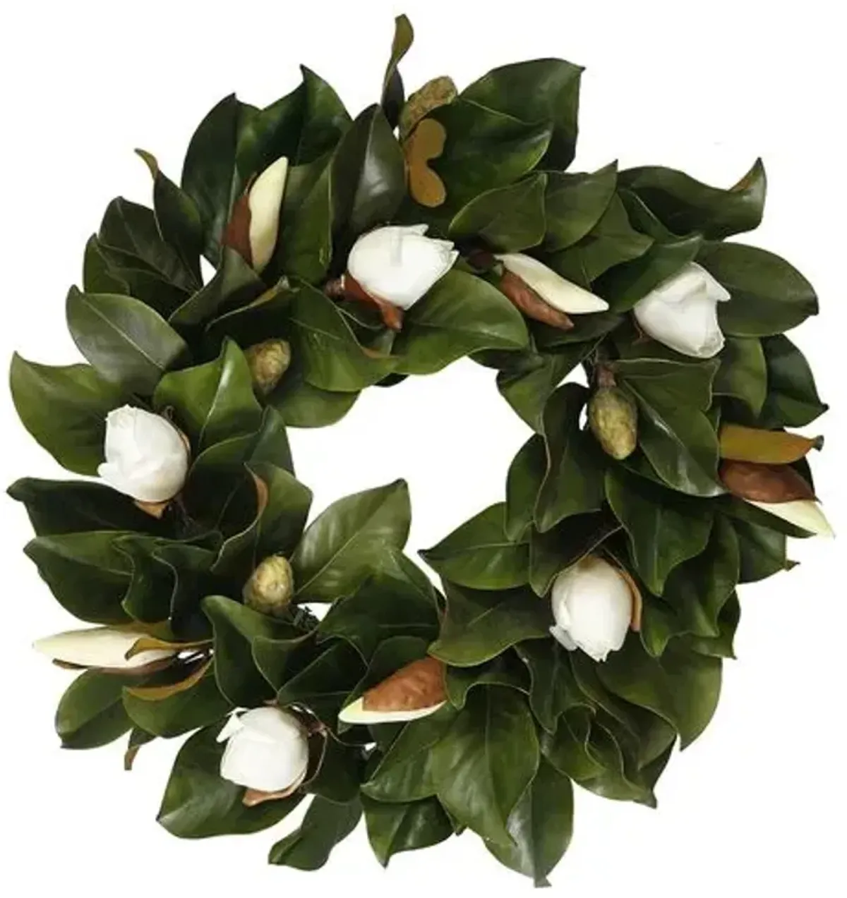 24'' Magnolia Wreath - Faux - Green