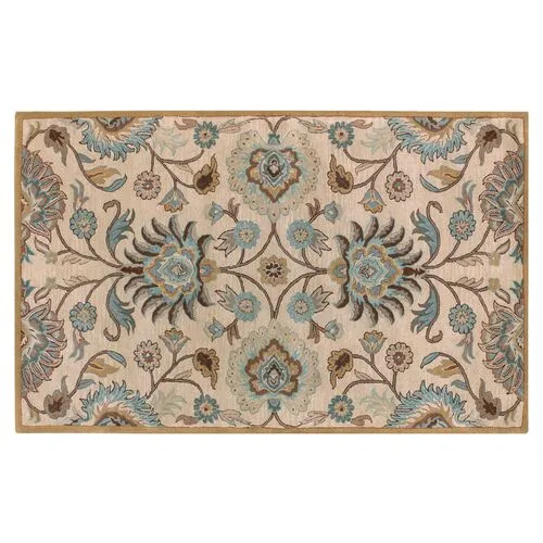 Corktree Rug - Taupe/Aqua - Beige - Beige