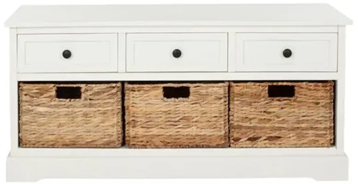 Arlington 3-Drawer Storage Bench - Ivory