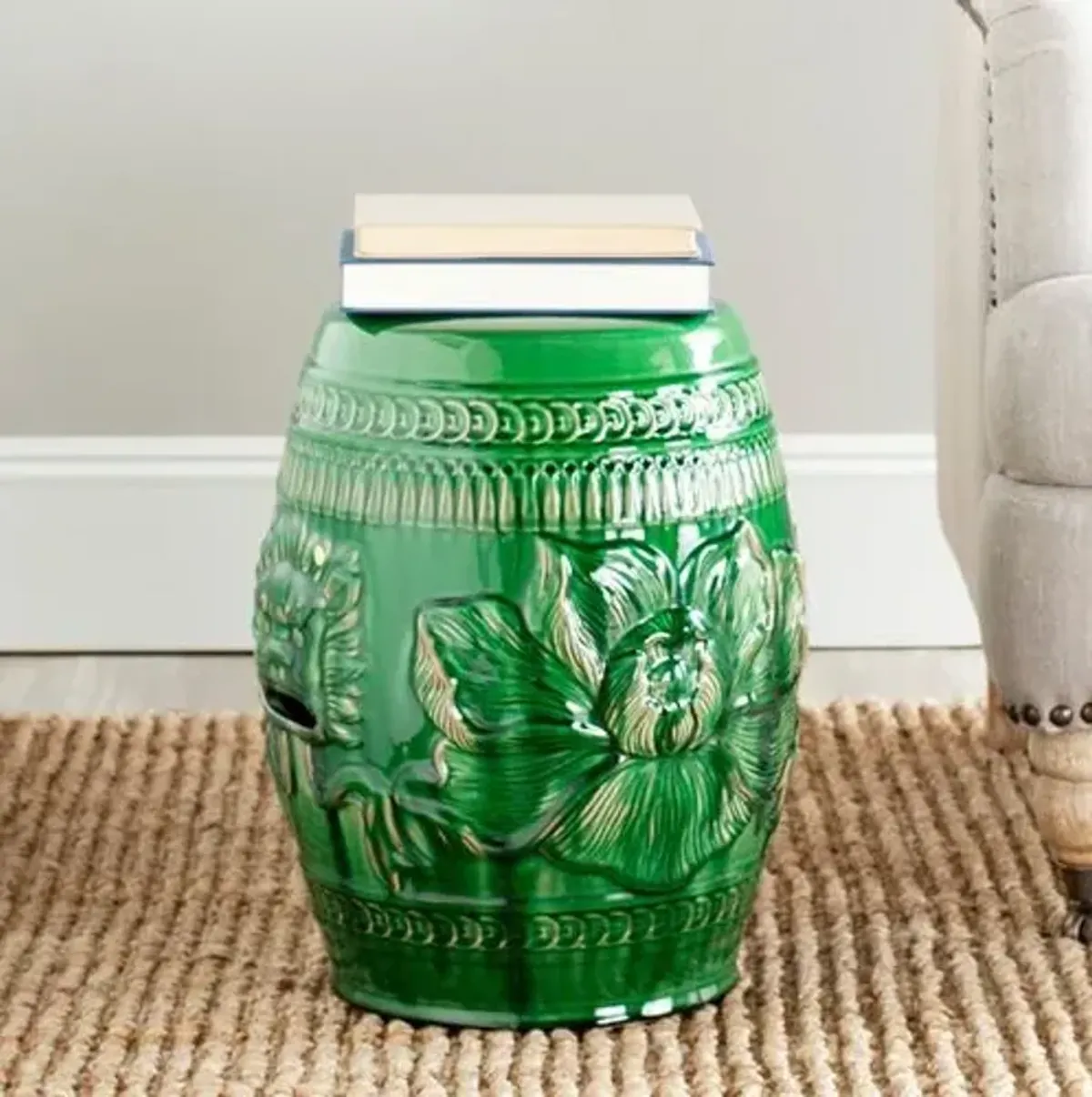 Lion Garden Stool - Hunter Green