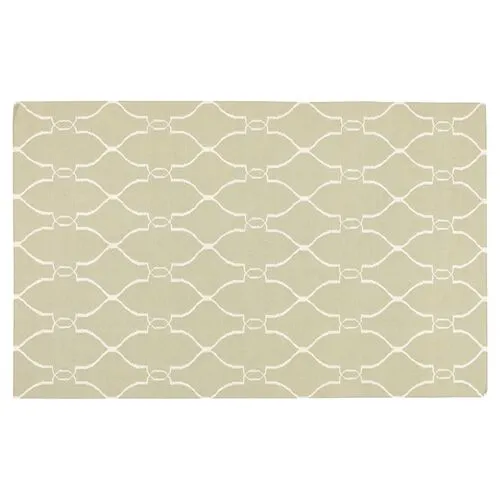 Pippa Flat-Weave Rug - Sage - Beige - Beige