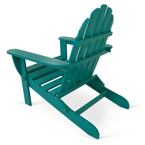 Classic Folding Outdoor Adirondack Chair - Teal - Blue
