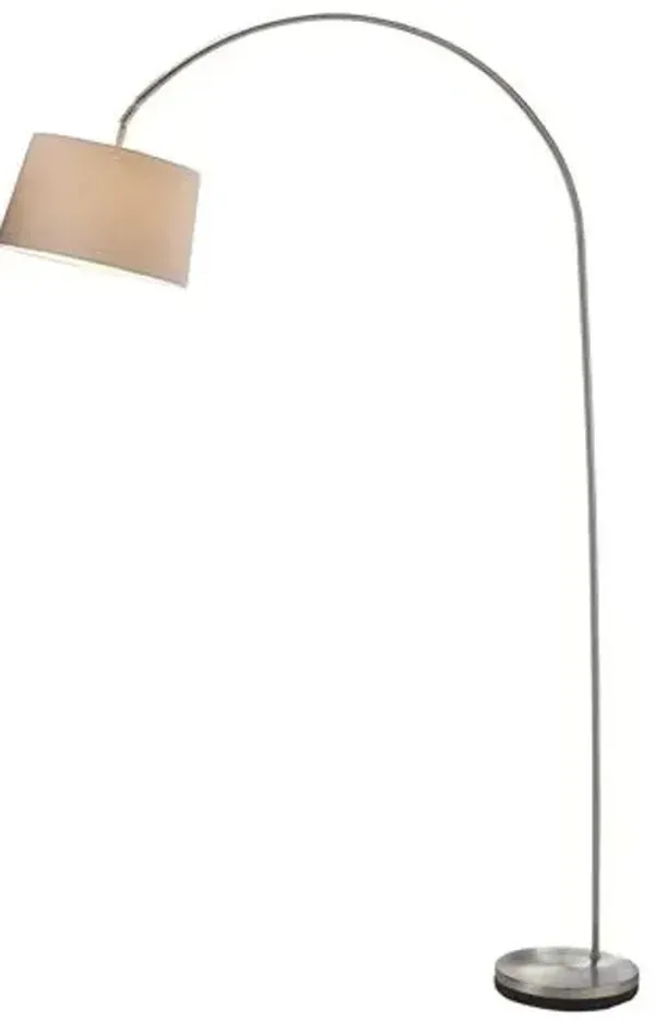 Goliath Arc Lamp - Satin Steel - Silver