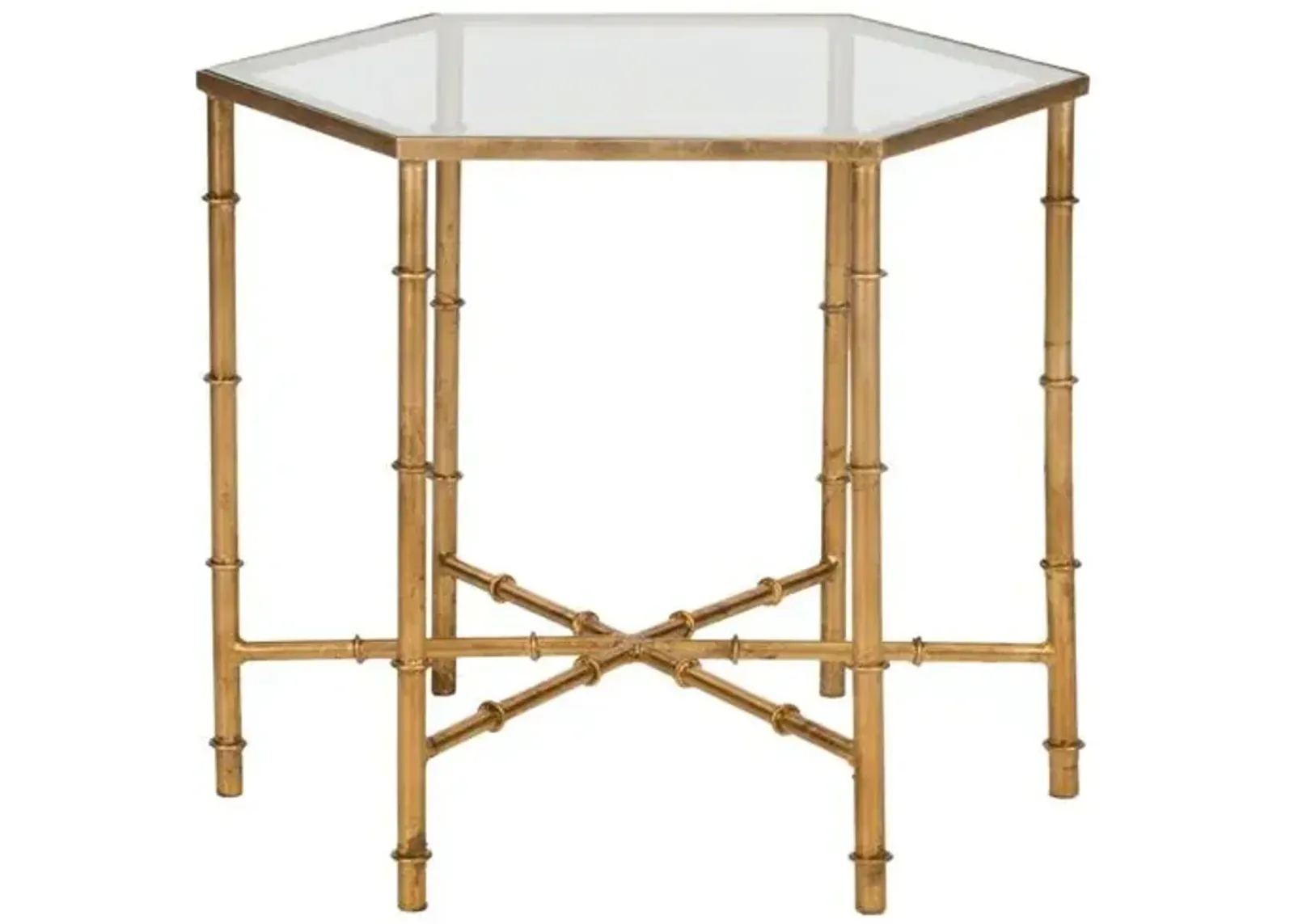 Ashton Bamboo Side Table - Gold/Clear Glass